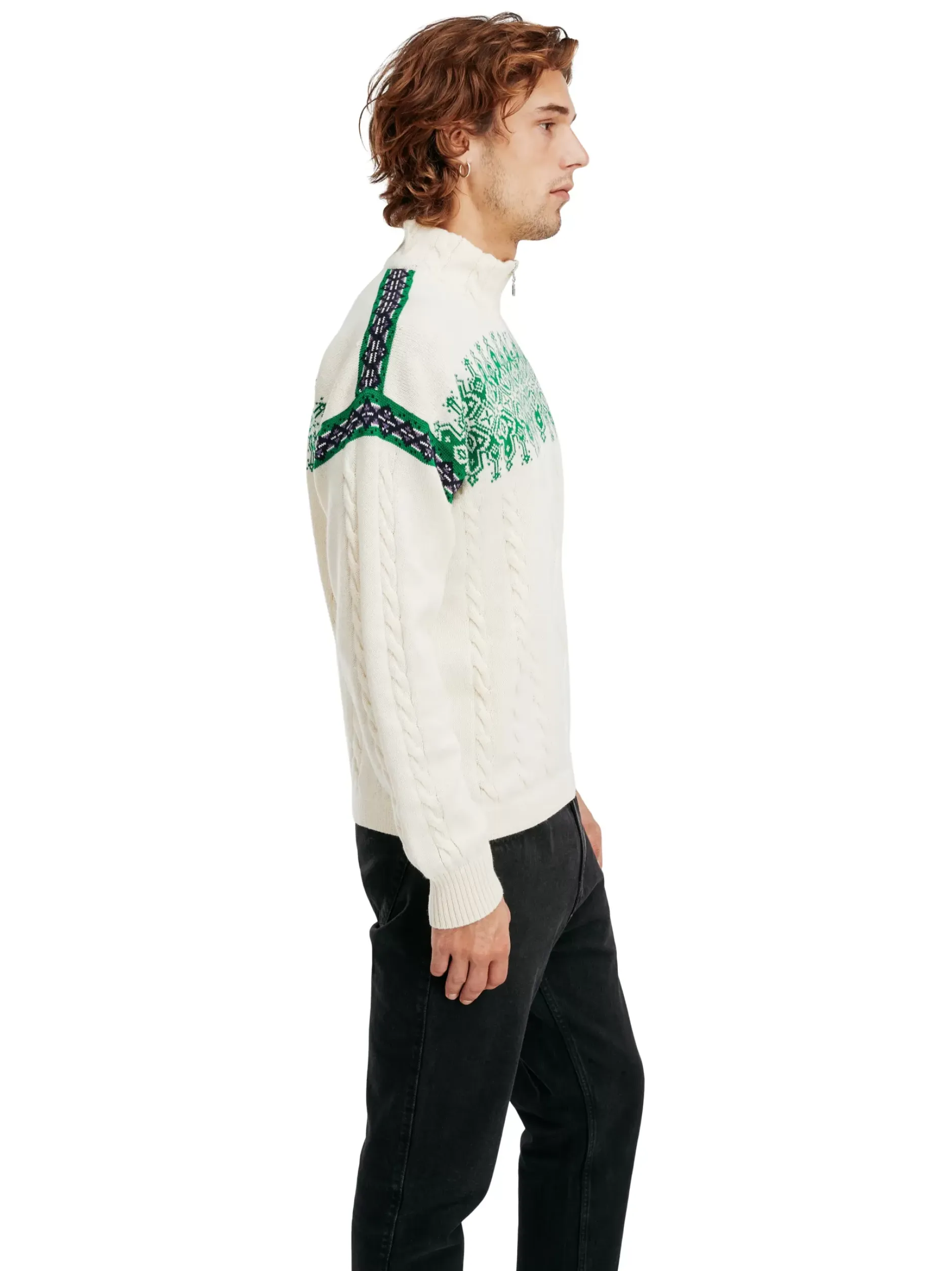 Fashion Dale of Norway Aspoy Ullgenser Herre Offwhite/Gronn