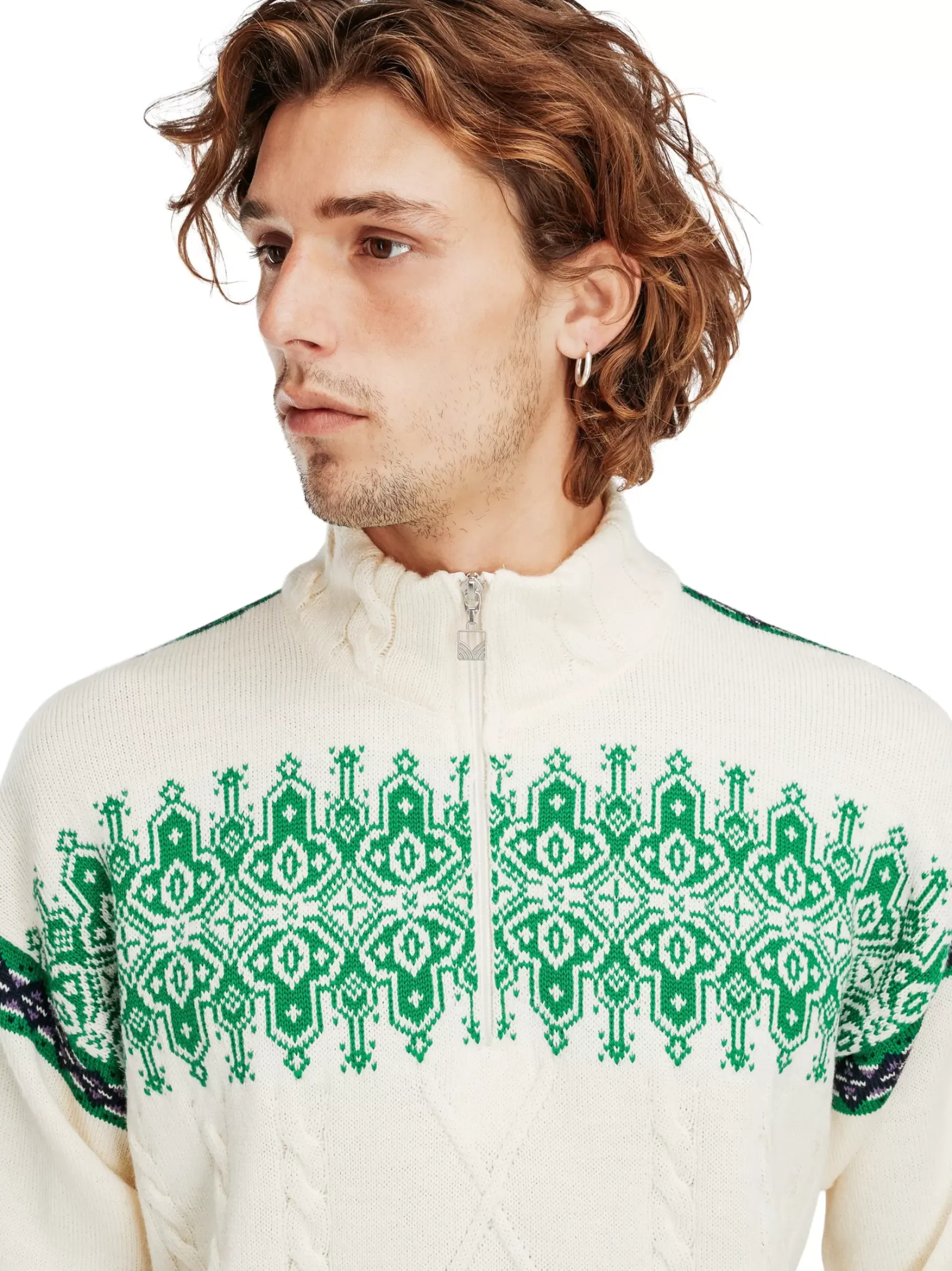 Fashion Dale of Norway Aspoy Ullgenser Herre Offwhite/Gronn