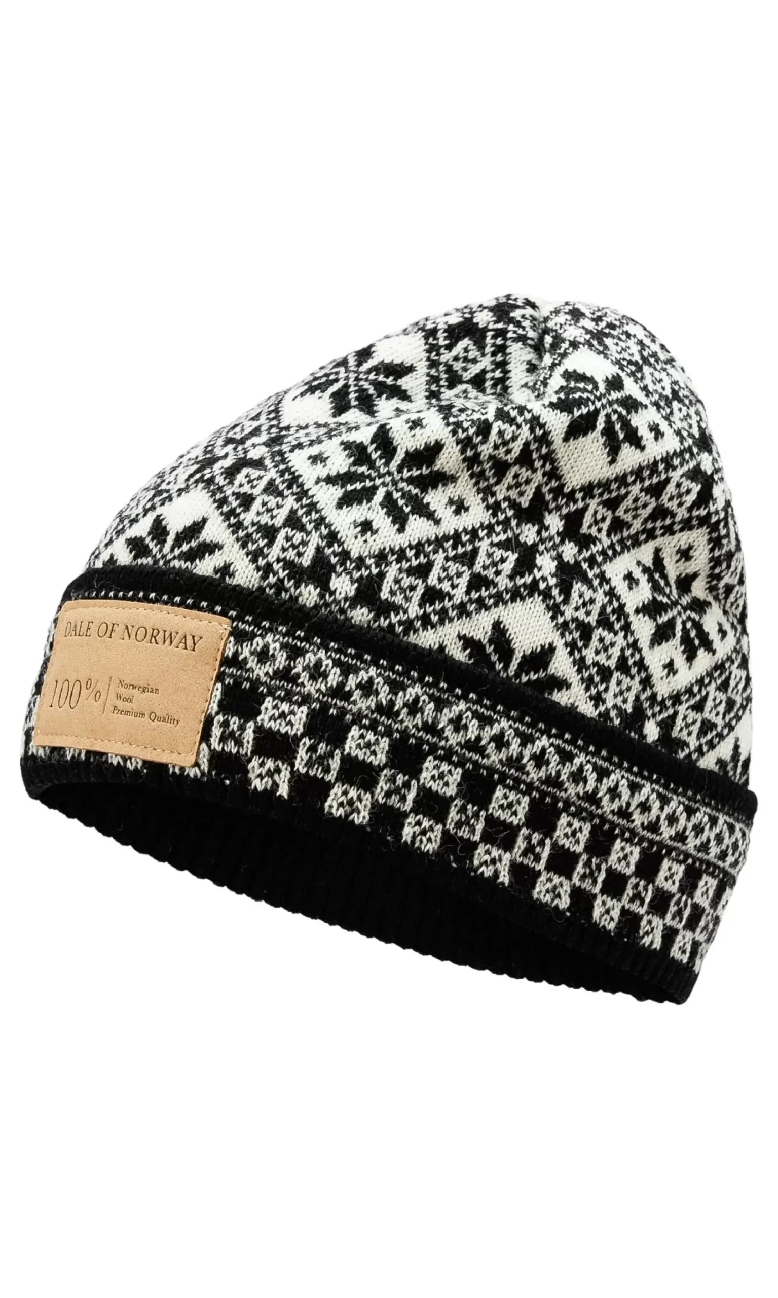 Shop Dale of Norway Bjoroy Unisex Lue Norsk Ull Sort Offwhite