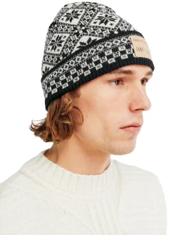 Shop Dale of Norway Bjoroy Unisex Lue Norsk Ull Sort Offwhite