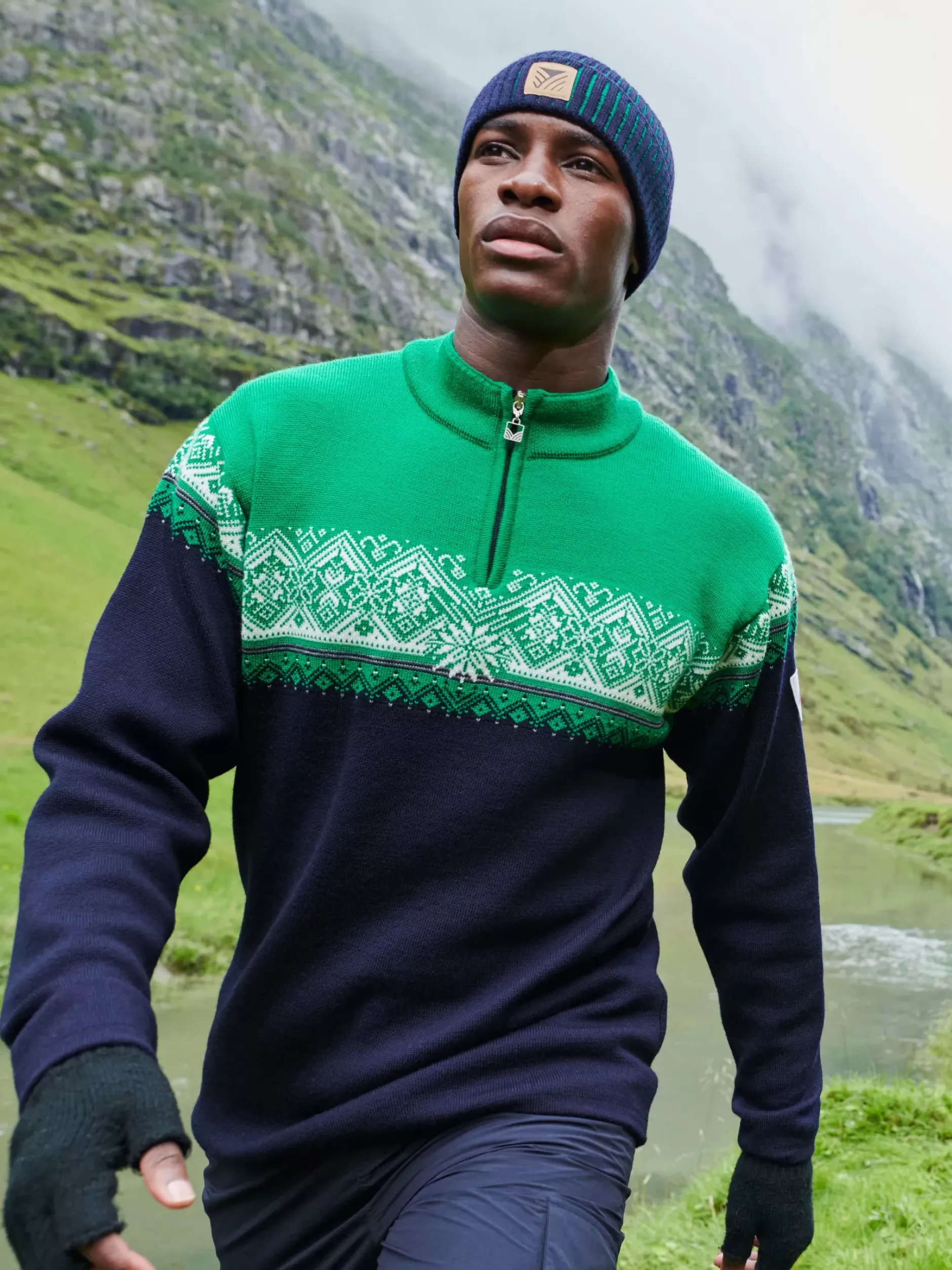 New Dale of Norway Moritz Ullgenser Mork Bla / Lys Gronn
