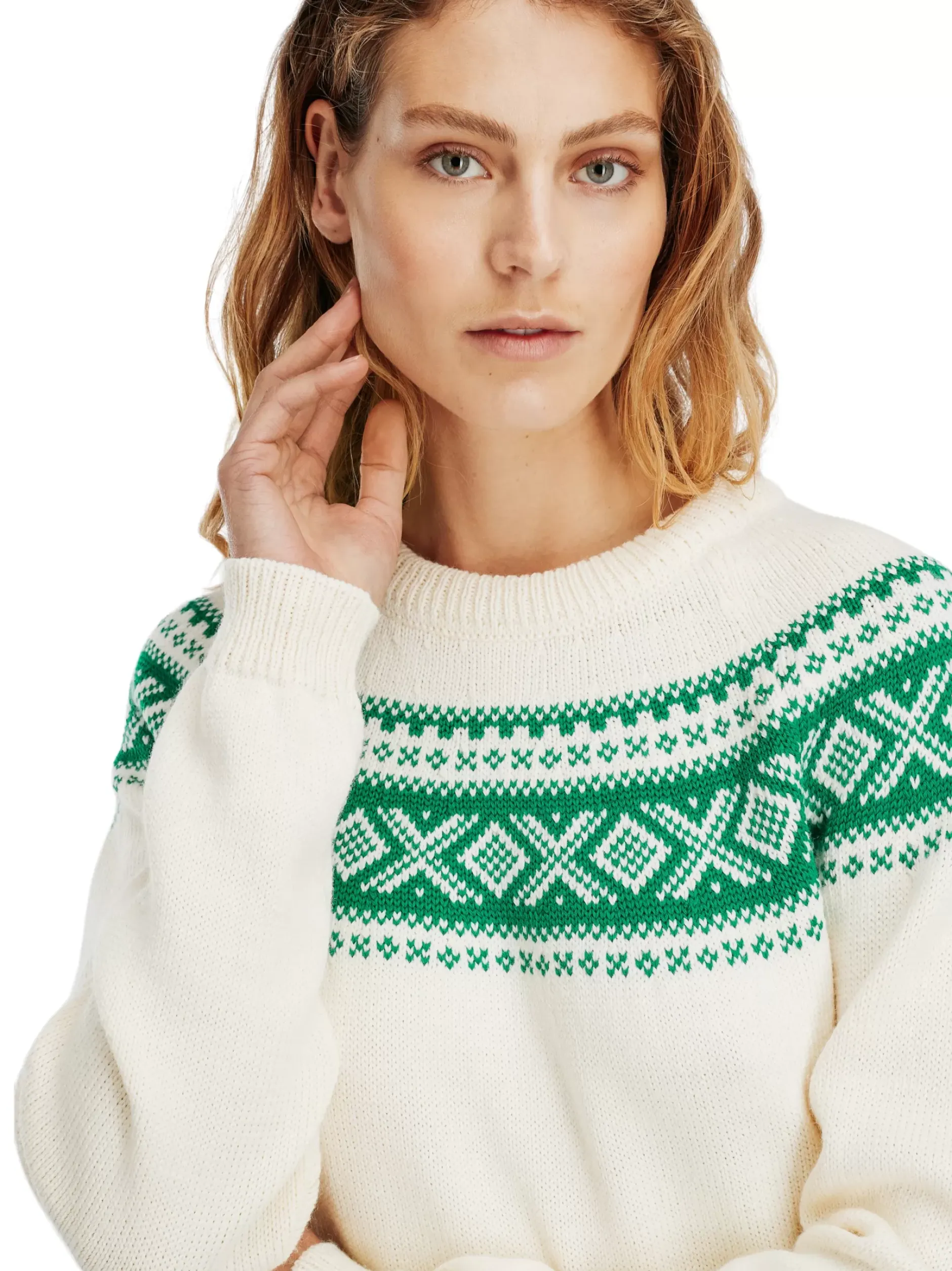 Clearance Dale of Norway Vagsoy Ullgenser Offwhite / Lys Gronn