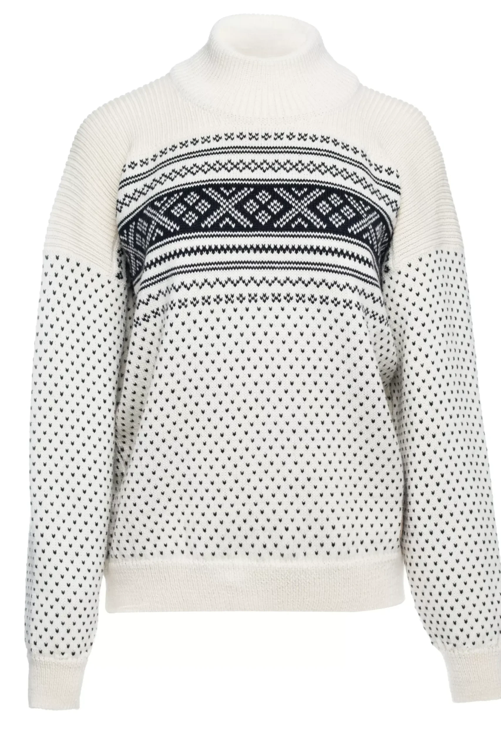 Store Dale of Norway Valloy Ullgenser Dame Offwhite Sort