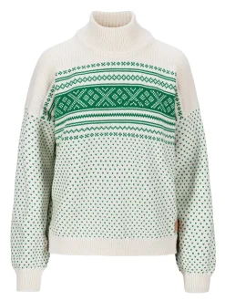 Store Dale of Norway Valloy Ullgenser Dame Offwhite / Lys Gronn